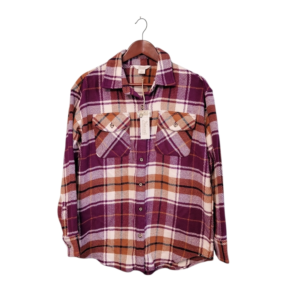 Natural Reflections‎ New Womens Size Small Fireside Purple Flannel Button Top